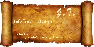 Güns Talabor névjegykártya